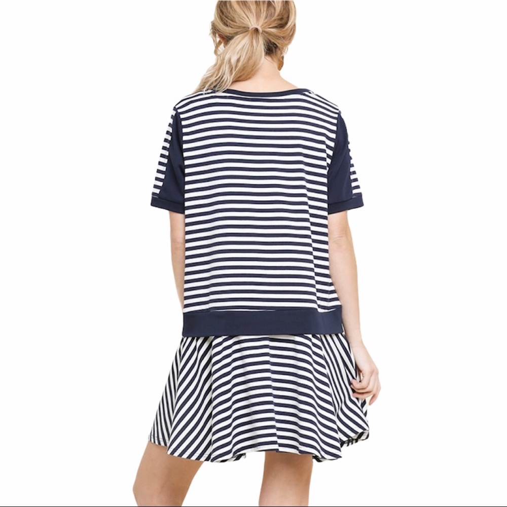 LAST 1 NWT Umgee Nautical Navy Stripes Dress S M L - Picture 2 of 7